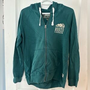 Roots Teal Zip-Up Hoodie with Logo